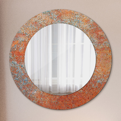 Miroir rond imprimé Métal rouillé