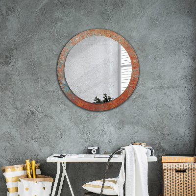 Miroir rond imprimé Métal rouillé