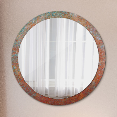 Miroir rond imprimé Métal rouillé