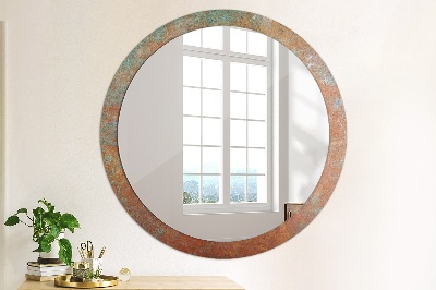 Miroir rond imprimé Métal rouillé