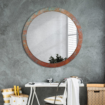 Miroir rond imprimé Métal rouillé