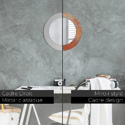 Miroir rond imprimé Métal rouillé