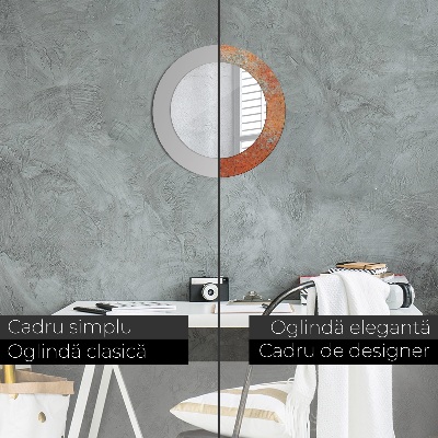 Miroir rond imprimé Métal rouillé