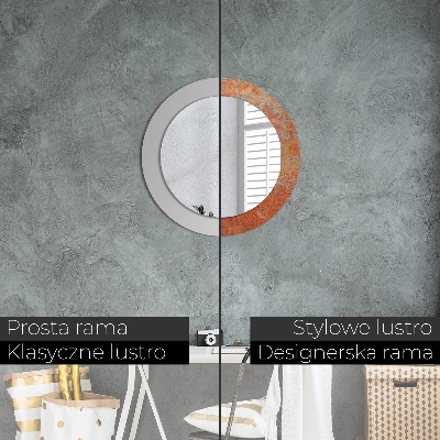 Miroir rond imprimé Métal rouillé