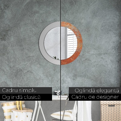 Miroir rond imprimé Métal rouillé