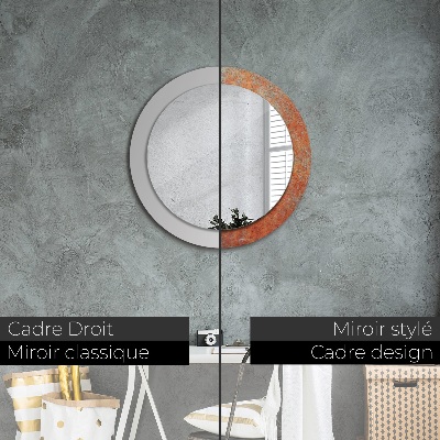 Miroir rond imprimé Métal rouillé