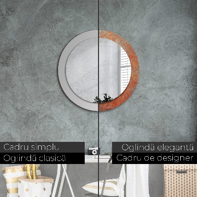 Miroir rond imprimé Métal rouillé