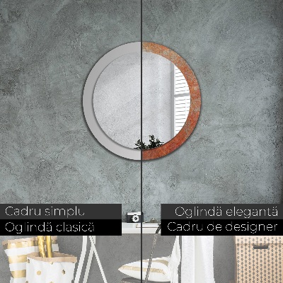 Miroir rond imprimé Métal rouillé