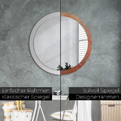 Miroir rond imprimé Métal rouillé
