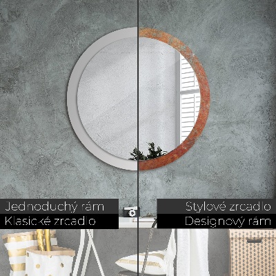 Miroir rond imprimé Métal rouillé