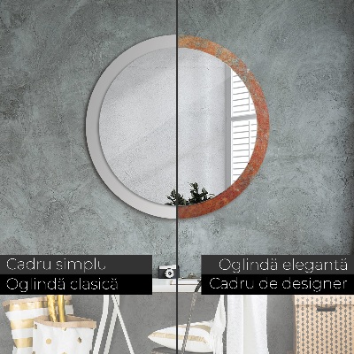 Miroir rond imprimé Métal rouillé
