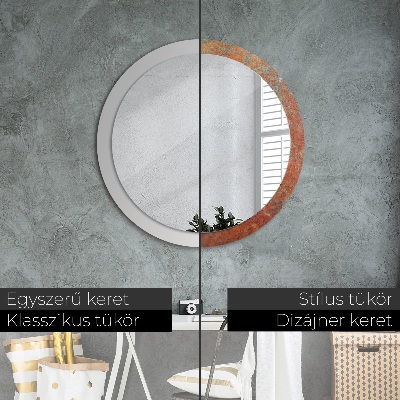 Miroir rond imprimé Métal rouillé