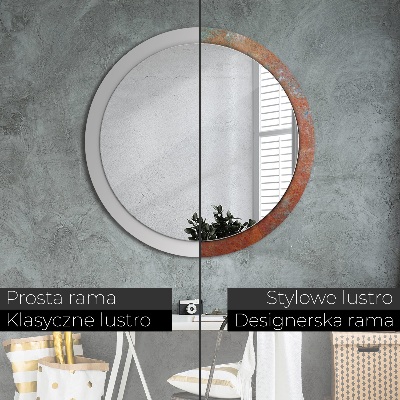 Miroir rond imprimé Métal rouillé