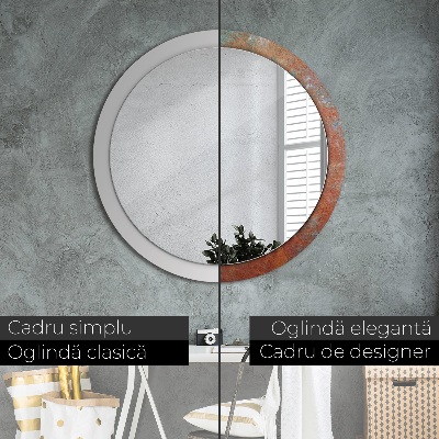 Miroir rond imprimé Métal rouillé