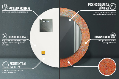 Miroir rond imprimé Métal rouillé