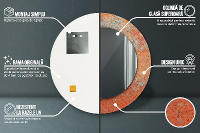 Miroir rond imprimé Métal rouillé
