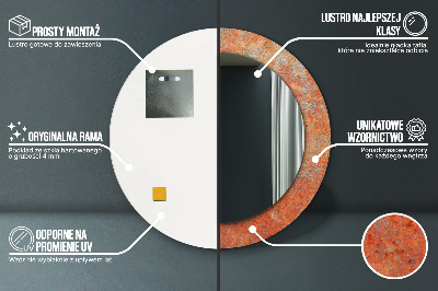 Miroir rond imprimé Métal rouillé