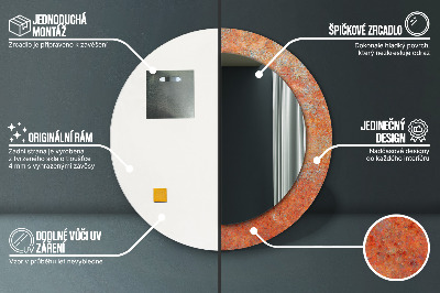 Miroir rond imprimé Métal rouillé