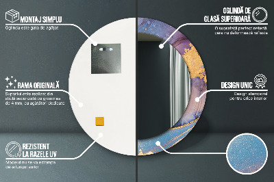 Miroir rond avec décoration Pierre de marbre