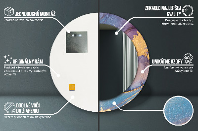 Miroir rond avec décoration Pierre de marbre