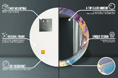 Miroir rond avec décoration Pierre de marbre