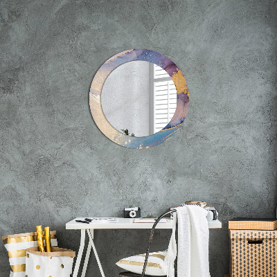 Miroir rond avec décoration Pierre de marbre