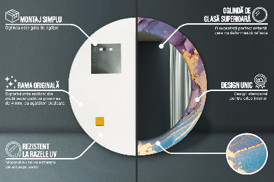 Miroir rond avec décoration Pierre de marbre