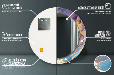 Miroir rond avec décoration Pierre de marbre