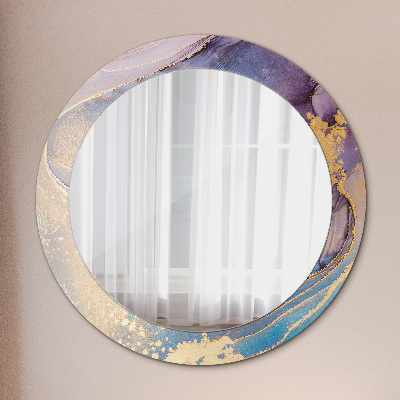Miroir rond avec décoration Pierre de marbre