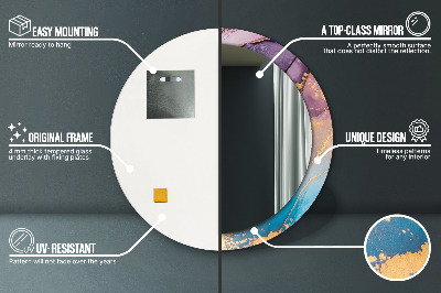 Miroir rond avec décoration Pierre de marbre