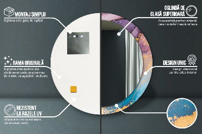 Miroir rond avec décoration Pierre de marbre