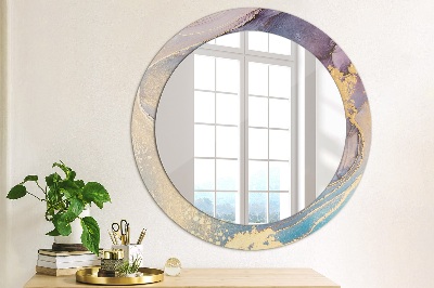 Miroir rond avec décoration Pierre de marbre