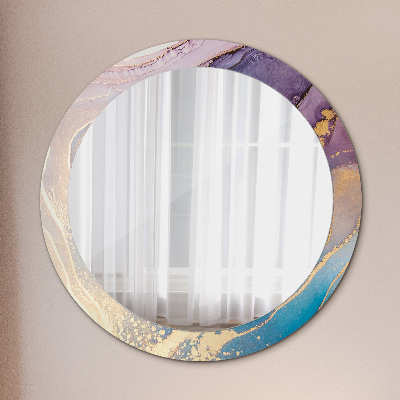 Miroir rond avec décoration Pierre de marbre