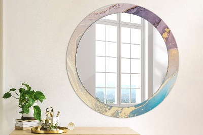 Miroir rond avec décoration Pierre de marbre