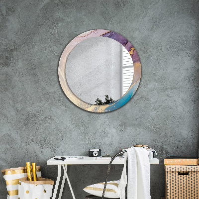 Miroir rond avec décoration Pierre de marbre