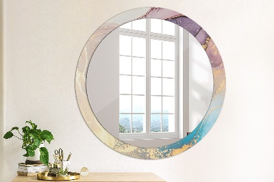 Miroir rond avec décoration Pierre de marbre