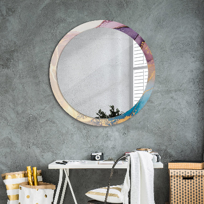 Miroir rond avec décoration Pierre de marbre