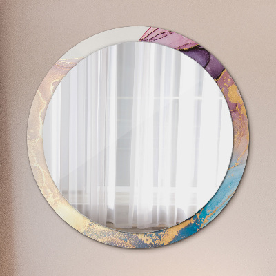 Miroir rond avec décoration Pierre de marbre