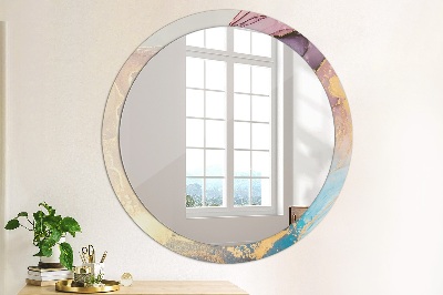Miroir rond avec décoration Pierre de marbre