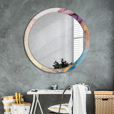 Miroir rond avec décoration Pierre de marbre