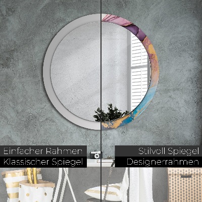 Miroir rond avec décoration Pierre de marbre