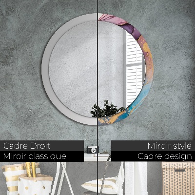Miroir rond avec décoration Pierre de marbre