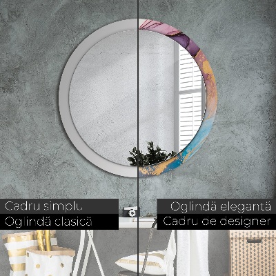 Miroir rond avec décoration Pierre de marbre