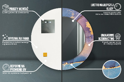 Miroir rond avec décoration Pierre de marbre