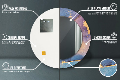 Miroir rond avec décoration Pierre de marbre