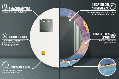 Miroir rond avec décoration Pierre de marbre