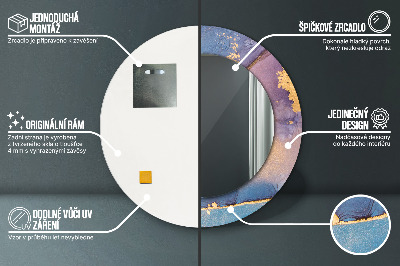 Miroir rond avec décoration Pierre de marbre