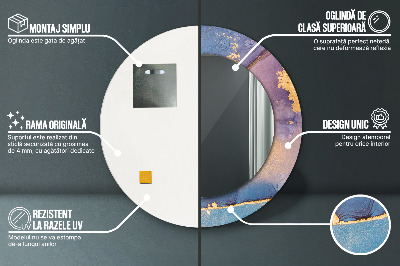 Miroir rond avec décoration Pierre de marbre