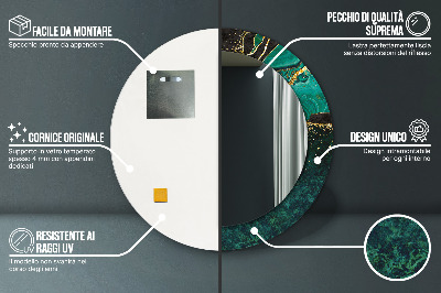 Miroir rond imprimé Vert marbre