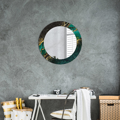 Miroir rond imprimé Vert marbre